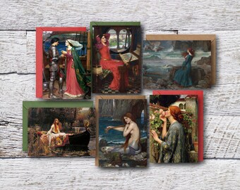 Waterhouse Collection, 6 Printable Fine Art Cards of Famous Oil Paintings, Blank Cards of Masterpiece Paintings, Vintage Art Prints