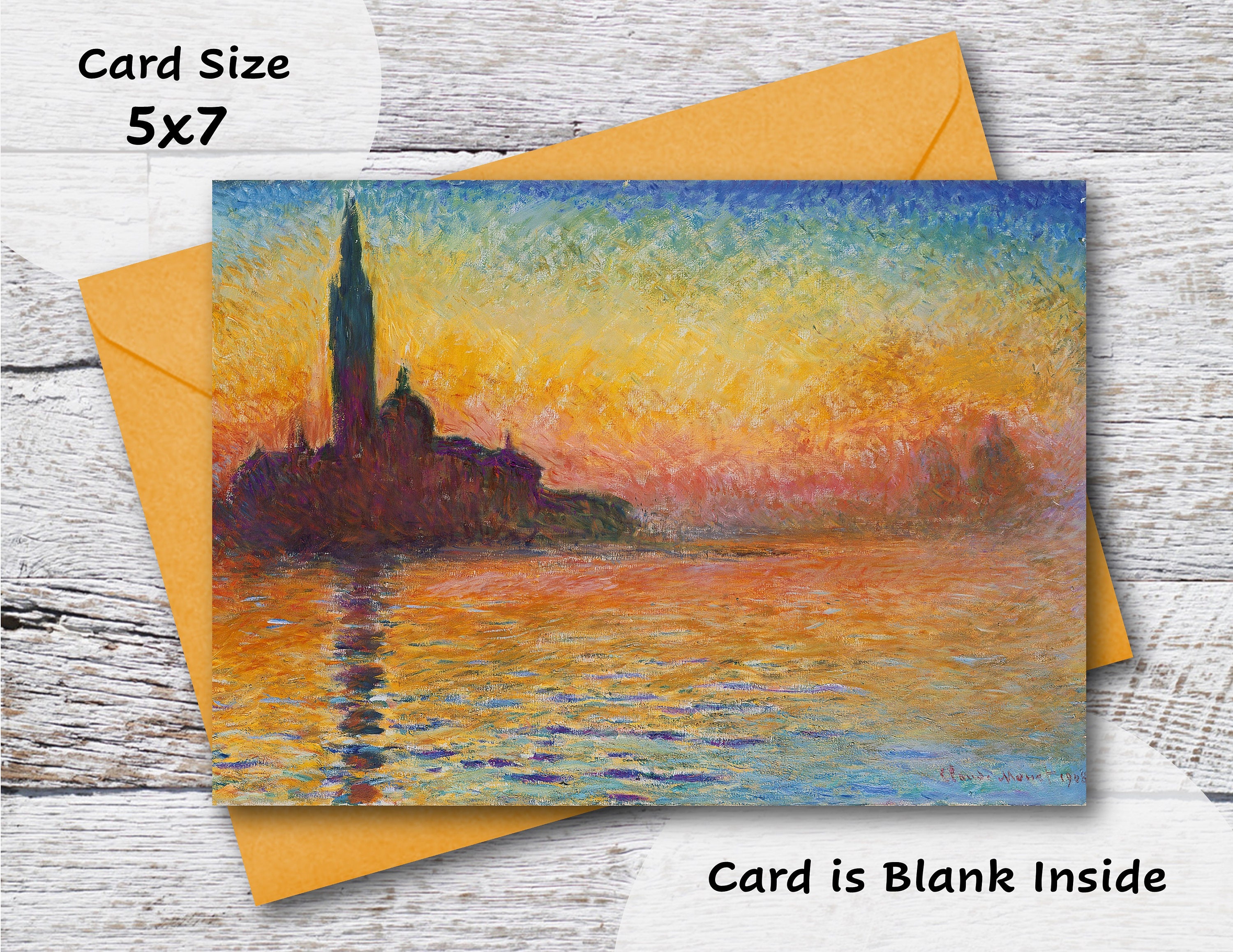 San Giorgio Maggiore at Dusk by Monet, Printable Greeting Card of