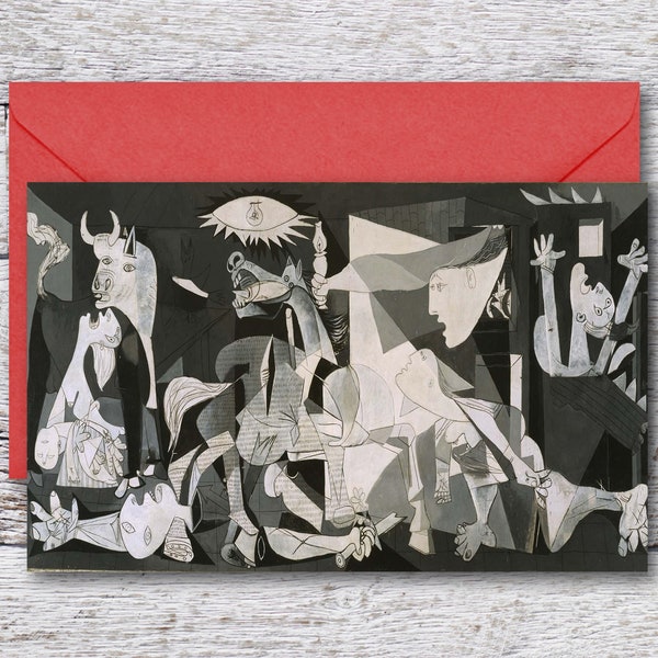 Guernica by Picasso, Printable Greeting Card of Picasso Oil Painting, Famous Picasso Anti-war Mural, Vintage Abstract Artwork fits 5x8 Frame