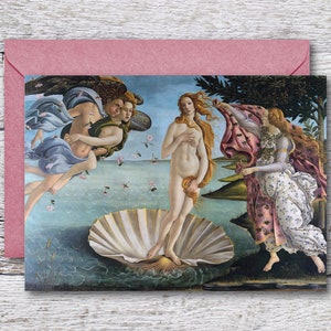 Naissance de Vénus par Botticelli, carte de vœux imprimable de la célèbre peinture de Botticelli de la mythologie grecque, Botticelli Art Print s’adapte au cadre 5x7