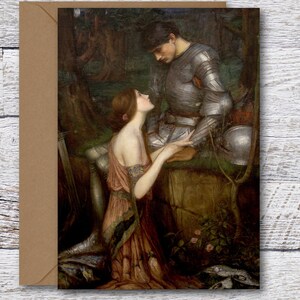 ウォーターハウスのラミア、有名な油絵の印刷可能なファインアートカード、傑作絵画の空白カード、ギリシャ神話のビンテージアートプリント