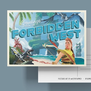 Horizon Zero Dawn Postcard, Greetings from the Forbidden West Postcard 5x7, horizon forbidden west art fan gift