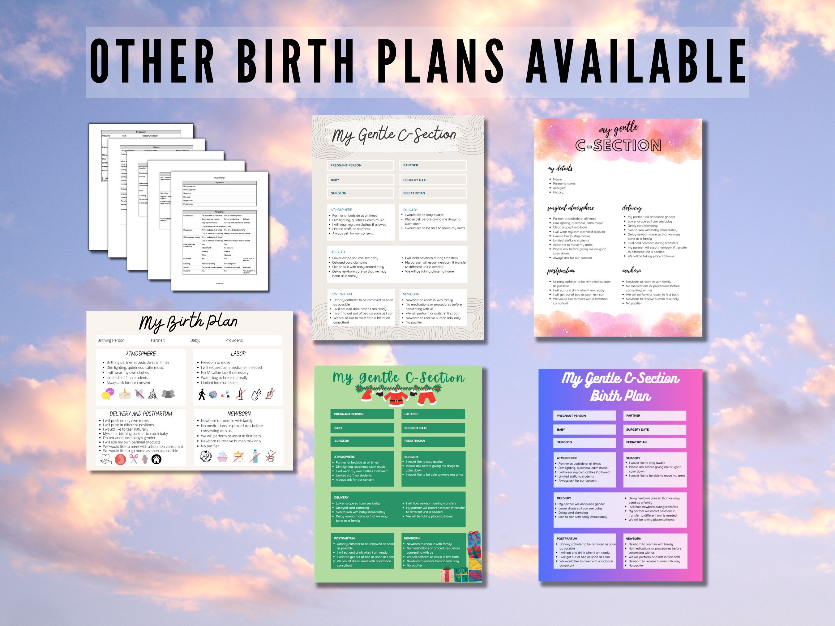 Editable Gentle C-section Birth Plan Canva Template Customize - Etsy