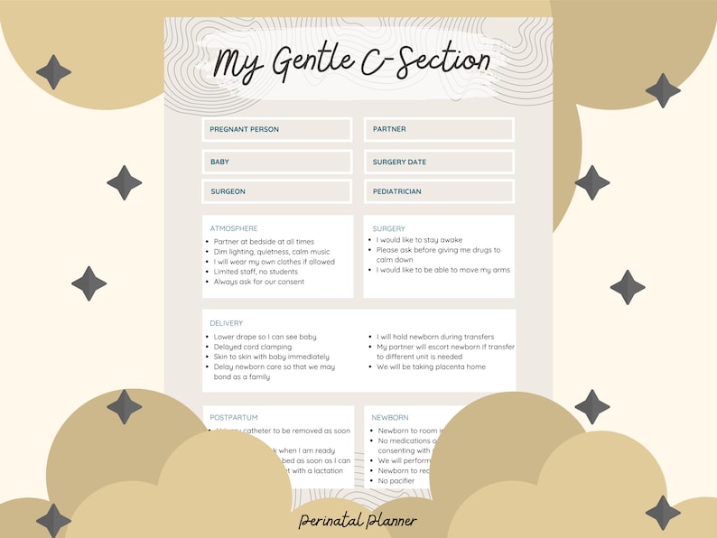 Gentle C-section Birth Plan Printable - Printable Templates