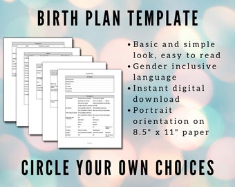 Modèle de plan de naissance inclusif, plan de naissance de chaque personne, préférences de naissance non sexiste