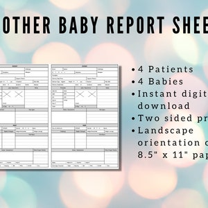 Mother Baby Nurse Report Sheet, Postpartum Nurse Brain, Mom and Baby, Couplet Care, Nursery, Well Baby Handoff Communication