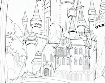 Book1 - 26 Princess Castle Coloring Pages! - Princess Castle Printable for Kids and Adults - Digital Download - Not a Physical Product