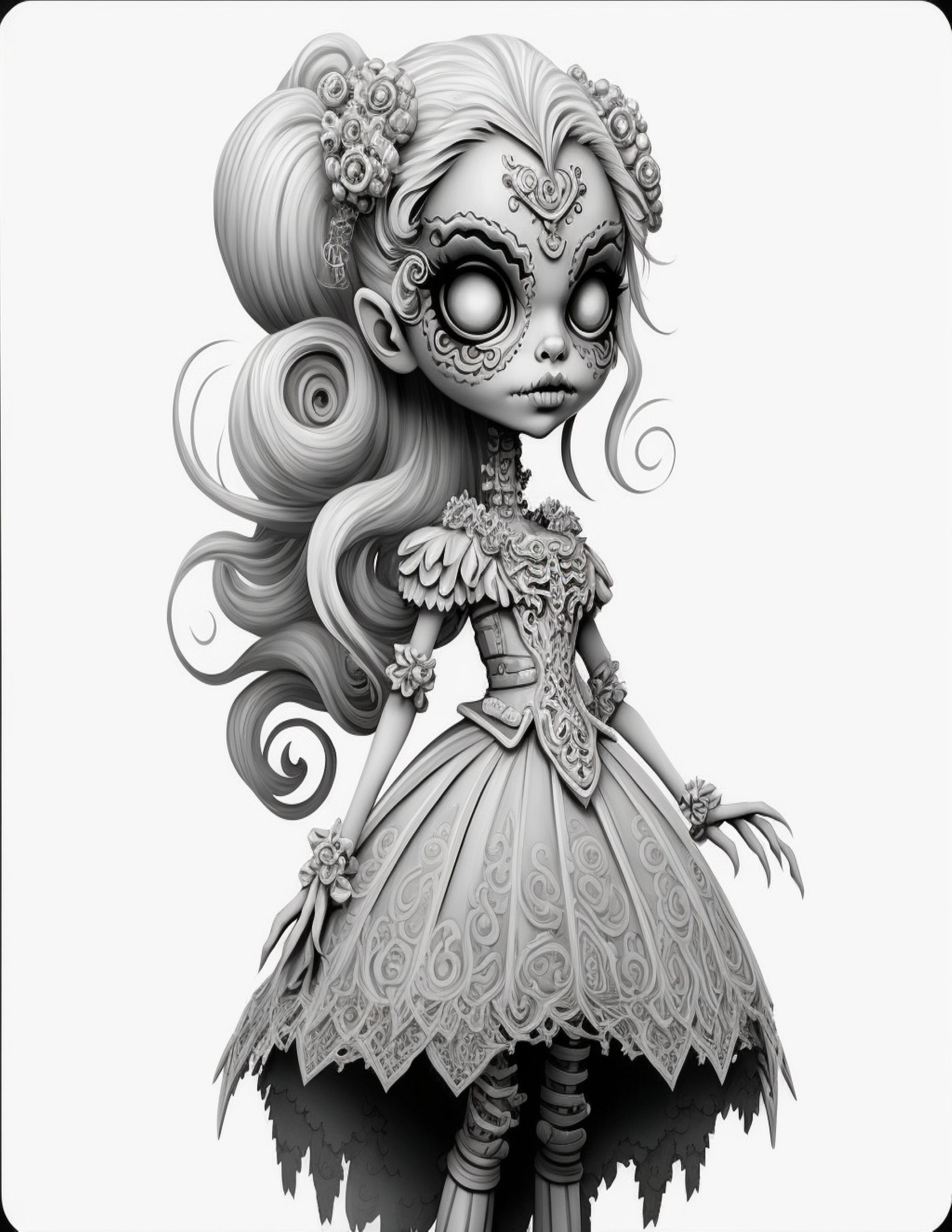 14 Monster Girl Doll Grayscale Coloring Pages! - Book 1 - Adult ...