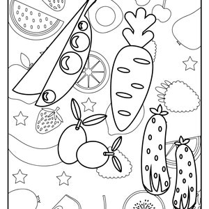 30 Fruits and Vegetables Coloring Pages! - Fruits and Vegetables Printable Book - Digital Download - Not a Physical Product