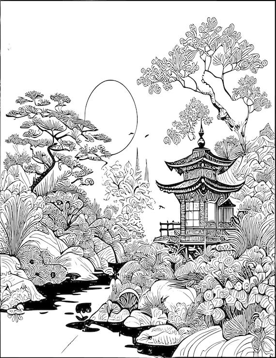 Coloring Book - Japan: Coloring Book Sets for Adults Relaxation Japan Style Anti-stress Colors, Landscapes, Portraits, Symbols  [Book]