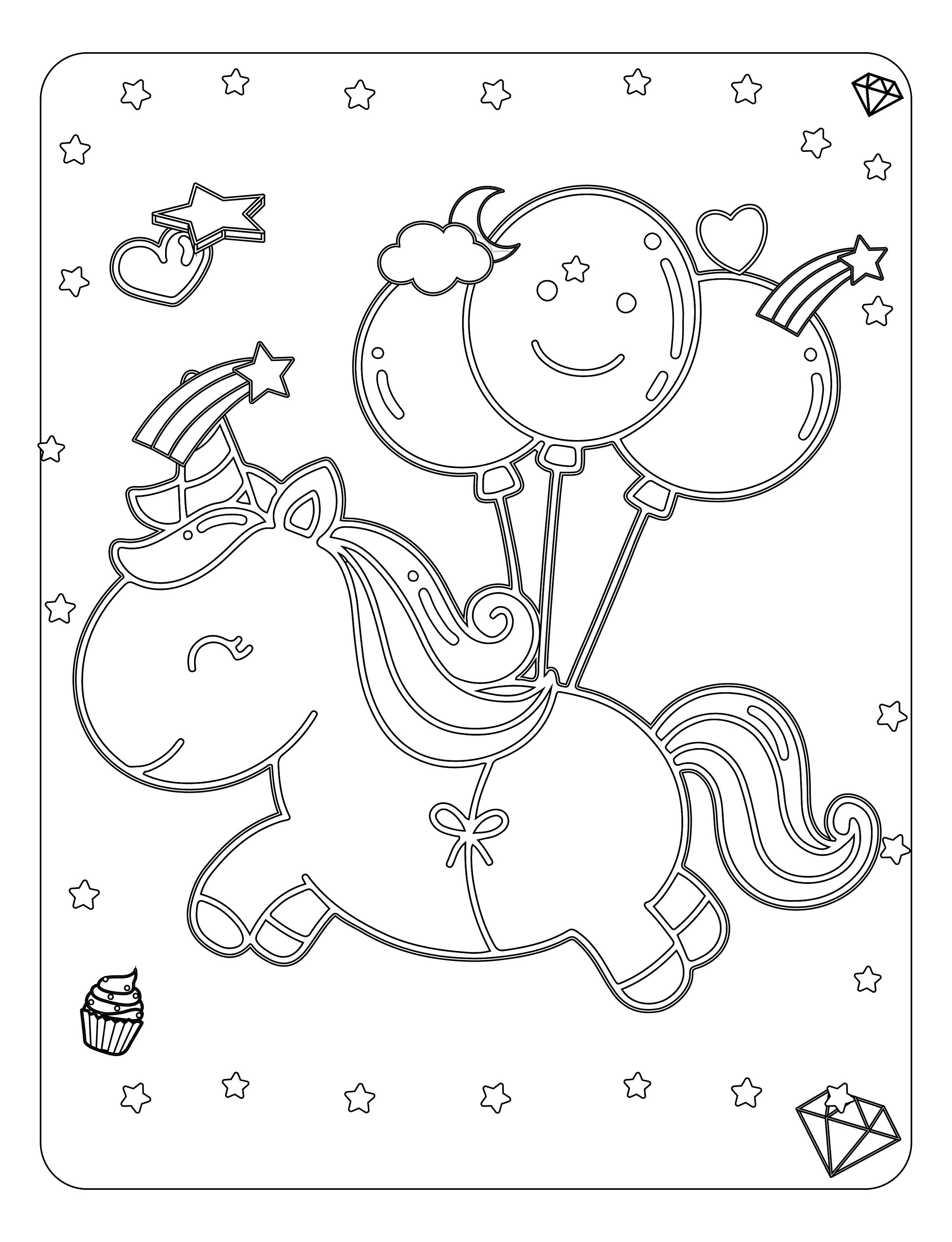 20 Page Unicorn Printable Book - Kawaii Unicorn - Kids Coloring Pages ...