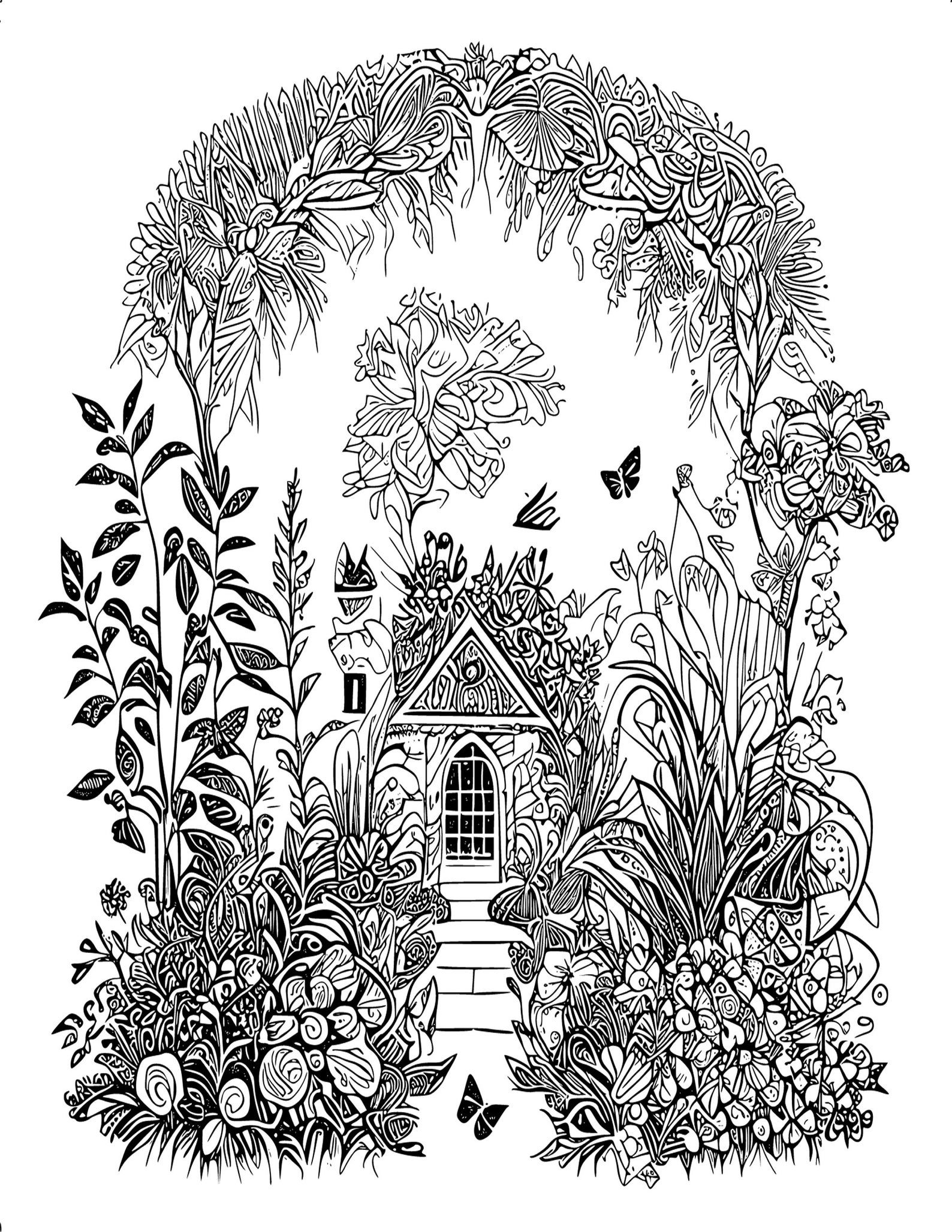 Book2 - 26 Fantasy Garden Adult Grayscale Coloring Pages - Fairy ...