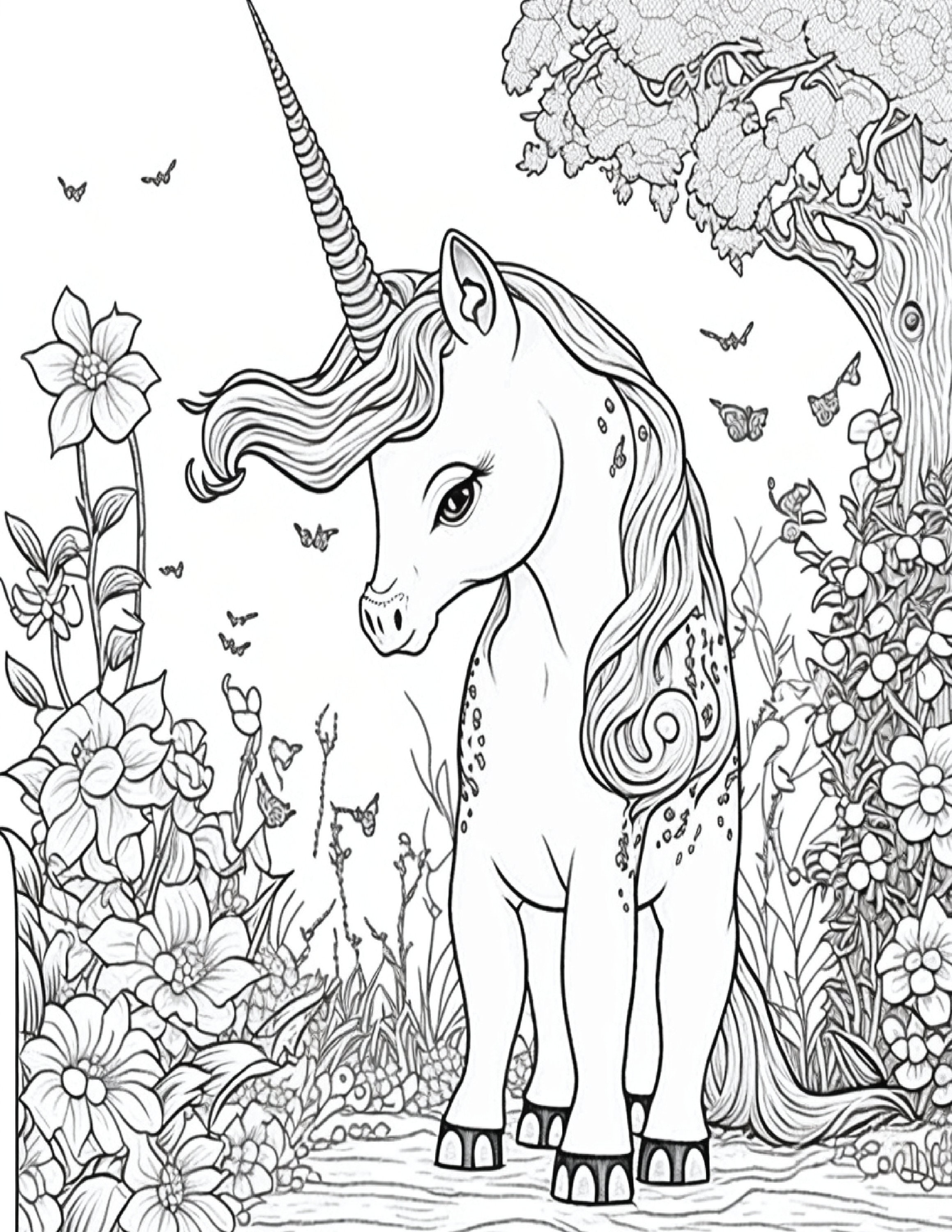 Book1 25 Unicorn Coloring Pages Printable Unicorn Coloring for Kids and Adults Digital Download