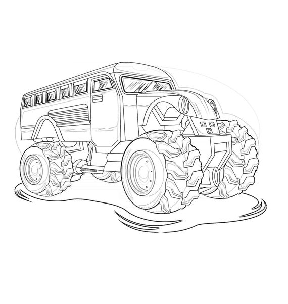 Free Shark Monster Truck Coloring Pages Printable and Easy