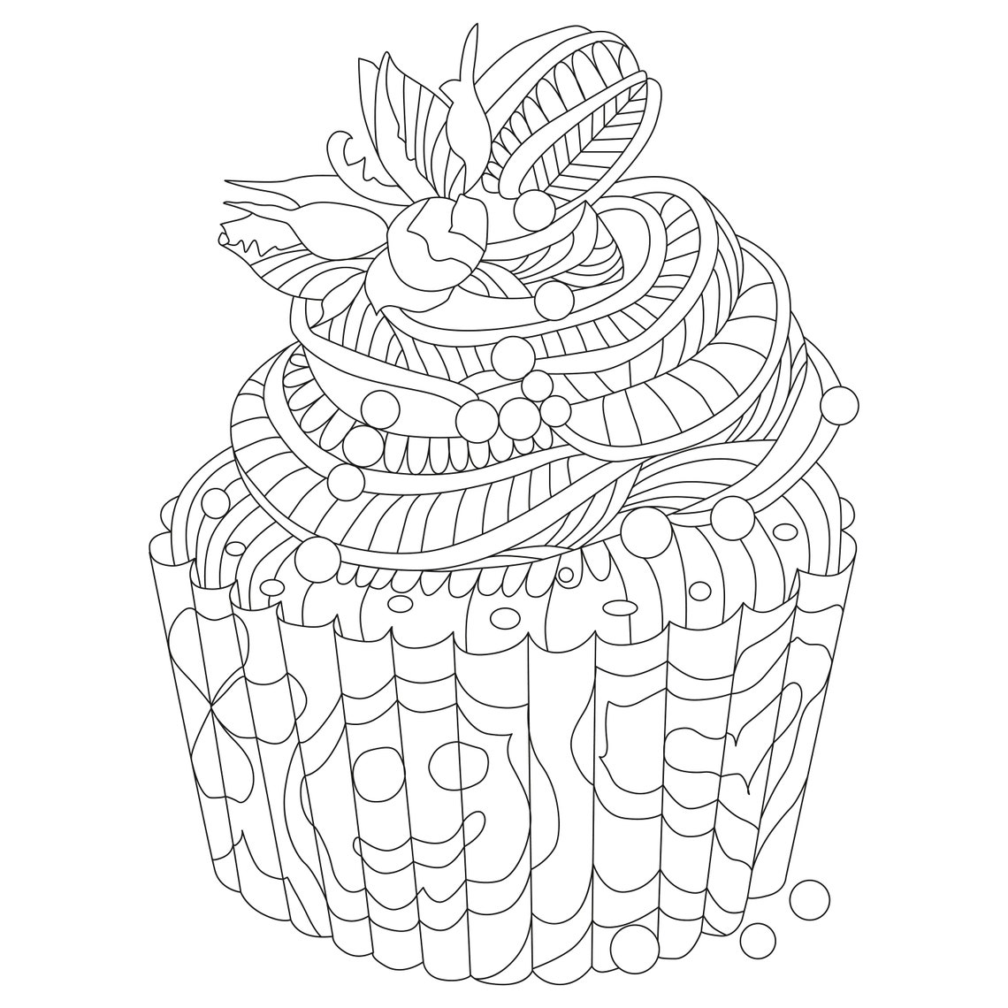 11 Dessert Coloring Pages for Adults! - Cupcake Cake Lollipop Pancake ...
