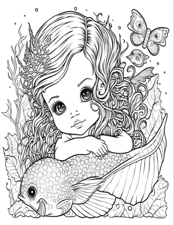 Mermaid Coloring Book for Girls Ages 2-8: Cute unique illustrations of  mermaids and their sea creature friends (Paperback)