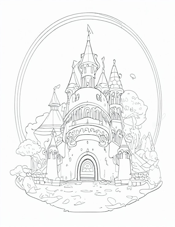 Coloriage à imprimer : le château de la princesse