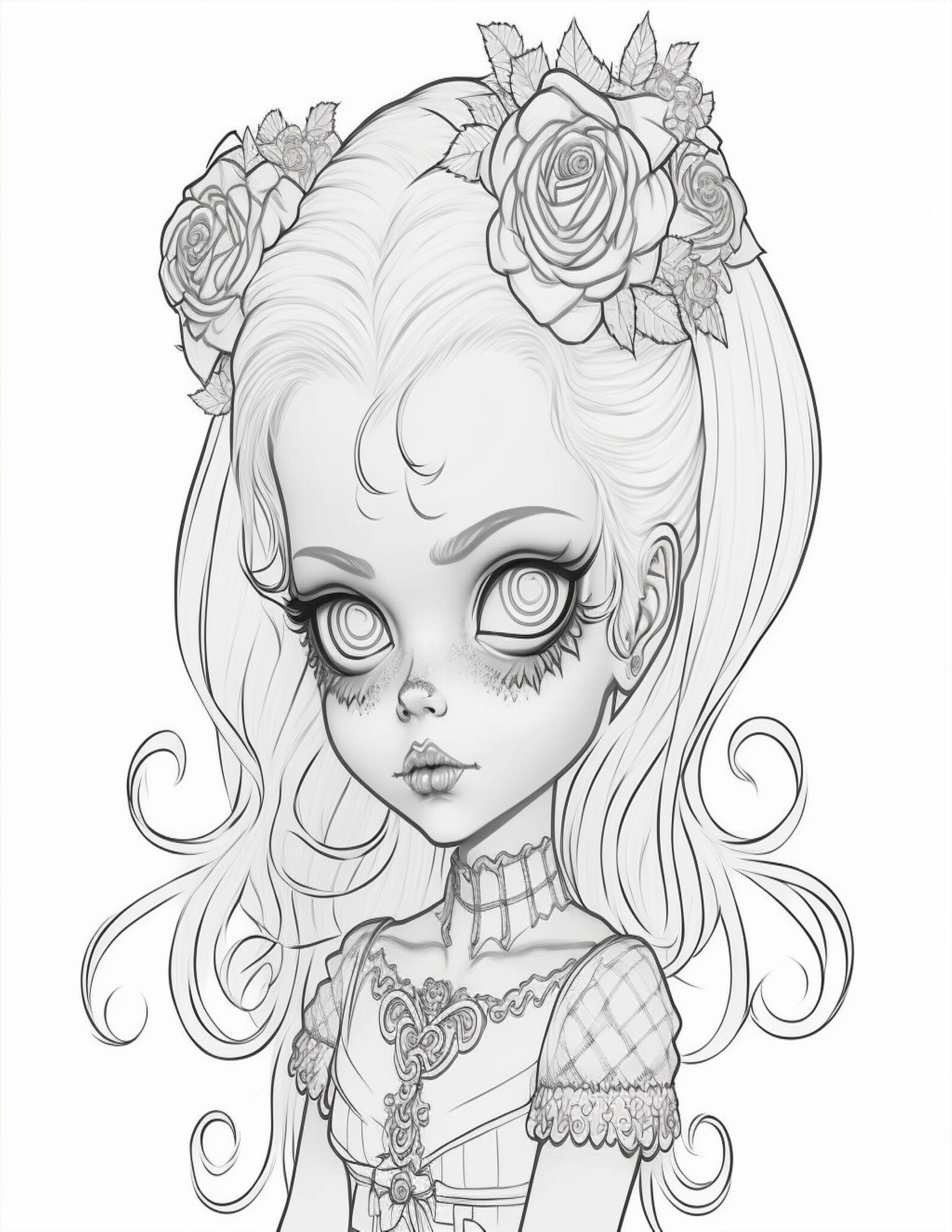 15 Monster Girl Doll Grayscale Coloring Pages! - Book 2 - Adult ...