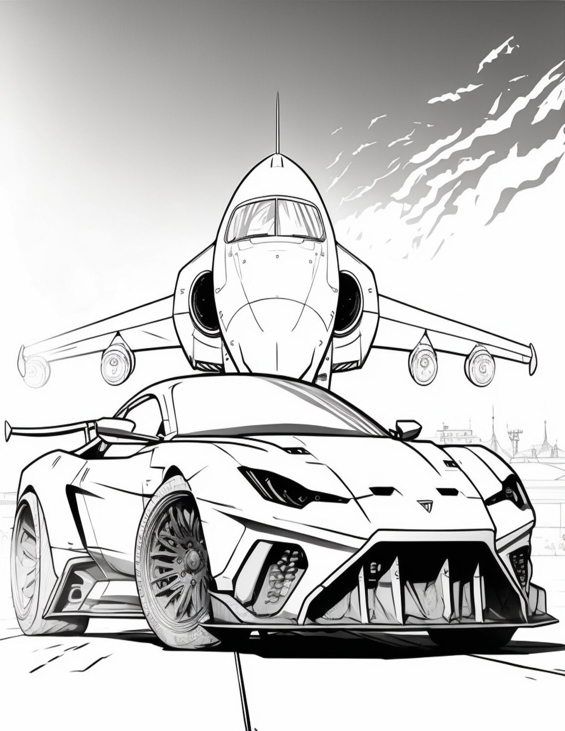 15 Adult Car Plane Coloring Pages! - Race Cars Printable Book - Fantasy ...