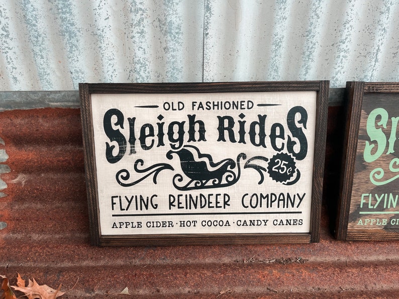 Sleigh Races Sign Sleigh Rides Sign | Christmas Sign | Christmas Decor | Rustic Christmas ...