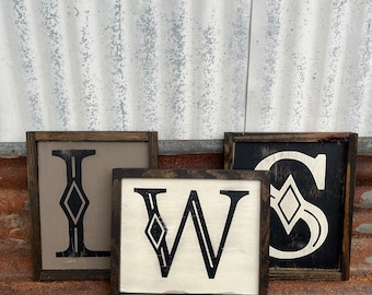 Rustic Diamond Letter Sign | Initial Sign | Diamond Letter Sign | Family Name Sign | Rustic Sign | Western Home Decor | Rustic Home Decor