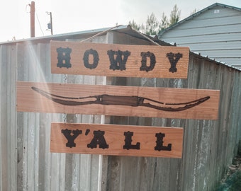 Howdy Y’all Hanging Sign | Western Signs | Western Decor | Western Porch Sign | Outdoor Sign