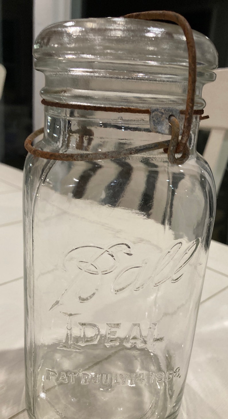 Vintage Ball Ideal Mason Jar Patd July 14 1908 W/glass Top Etsy