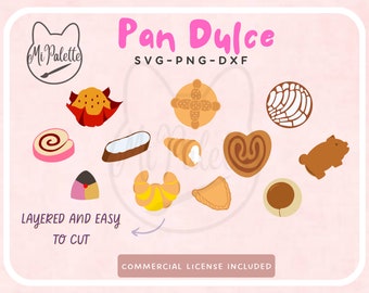 Pan Dulce Full Bundle Digital Download SVG, PNG, DXF for Cricut, Silhouette - Mexican Pan Dulce Panaderia set Archivo digital