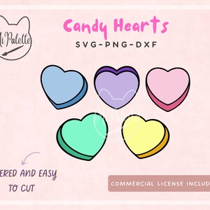 Candy Hearts Blank - Digital Download SVG, PNG, DXF for Cricut, Silhouette - Valentines day love sweets candy Digital file diy