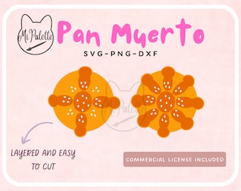 Dia de los Muertos Pan de Muerto Digital Download SVG, PNG, DXF voor Cricut, Silhouette - Mexicaanse Pan dulce Digitaal bestand