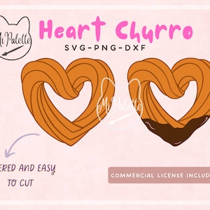 Herz Churro mit Schokolade Digital Download SVG, PNG, DXF für Cricut, Silhouette - Valentinstag love sweets