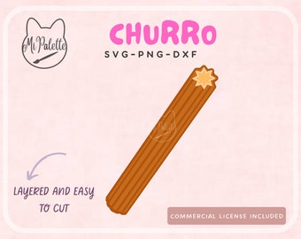 Churro Digital Download SVG, PNG, DXF for Cricut, Silhouette - Mexican sweets carnival food