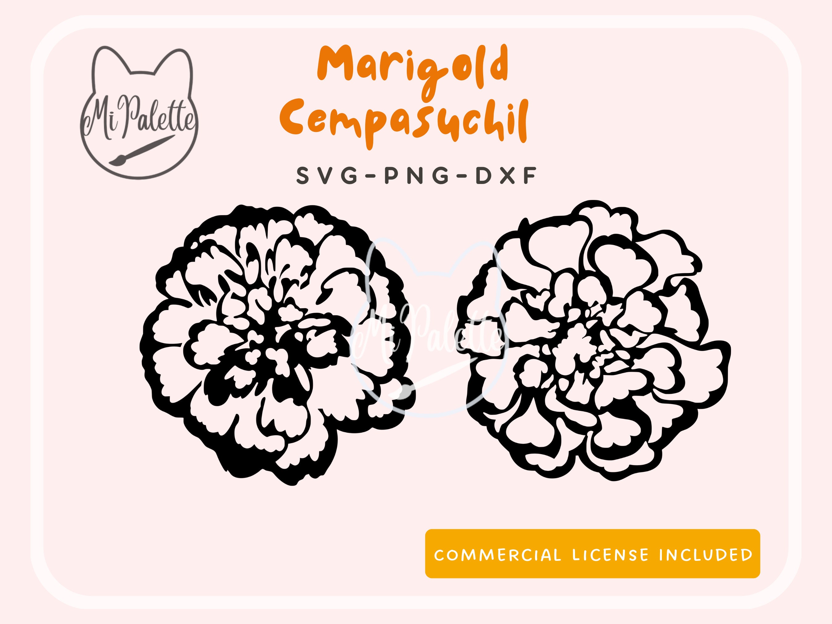 Dia De Los Muertos Flower Outline Marigold Cempasuchil Digital Download