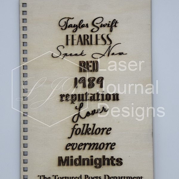 Half Journal Taylor Swift Album Names SVG Laser Engrave File