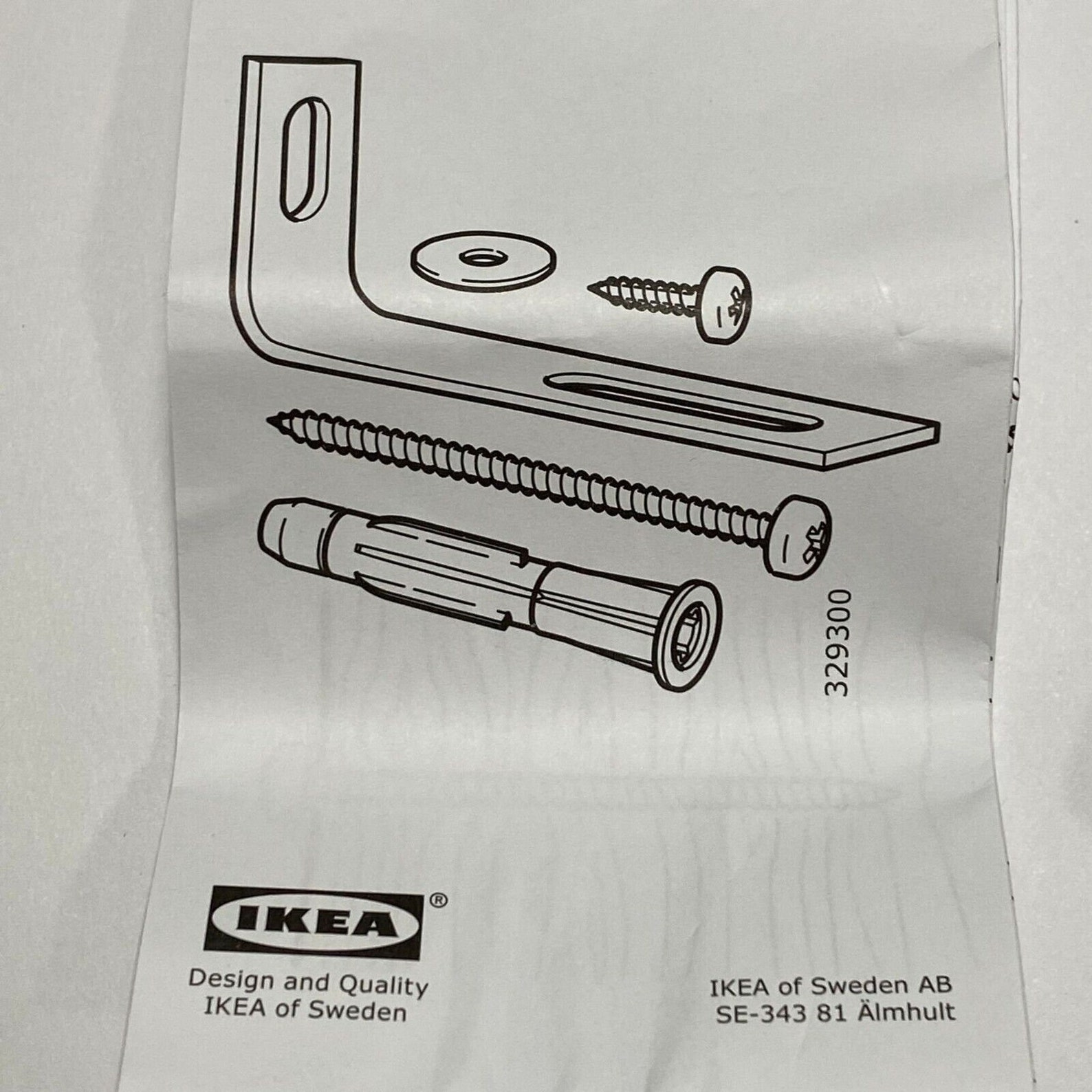 Replacement IKEA Part Number 329300 Wall Anchoring Kit Safety Mounting