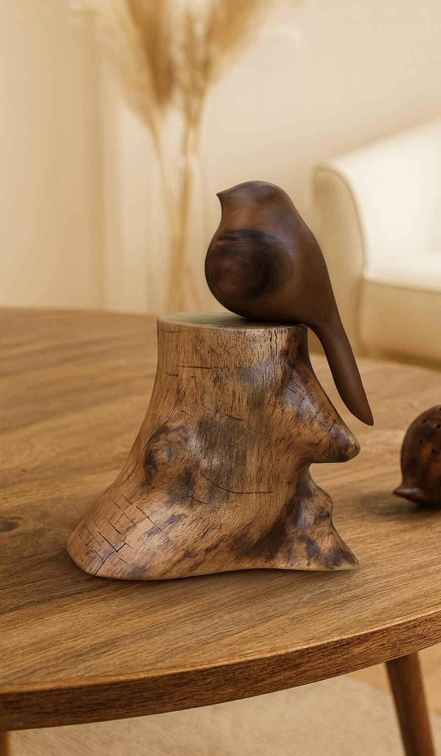 Sculpture Ancienne Oiseau – Bois Et Métal – Échassier – Décoration Nature