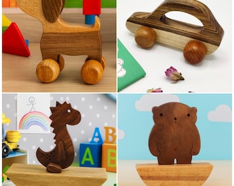 Handmade Wooden toy, Pull Toy – Natural Wood, Montessori Play, Rustic Kids Gift