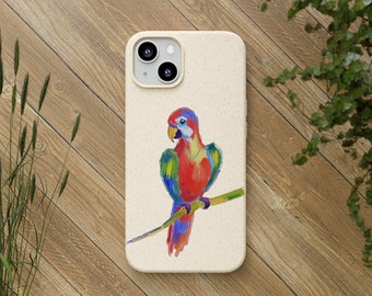 Cute Colorful Parrot Biodegradable Cases, Cute gift for Her Him