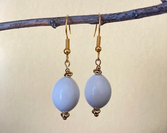 Simple White and Gold Upcycled Earrings, Vintage Beaded Upcycled Earrings, Classic Vibes, Sterling Silver, Gift for Her, Hypoallergenic