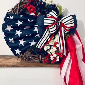 Ghirlanda estiva patriottica - 4 luglio, America, rossa, bianca e blu, bandiera americana, decorazione estiva.