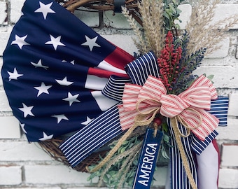 Americana Wreath - naturally rustic, patriotic, 4th of July
