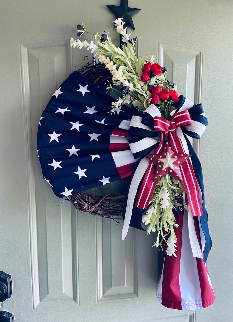 Patriotic Welcome Wreath | 4th Of July Front Door Wreath