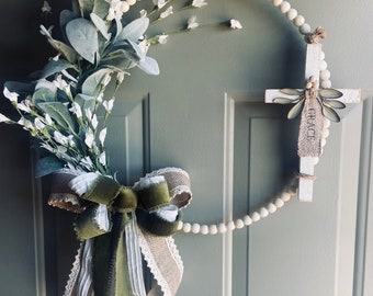 Floral cross door hanger - Grace cross