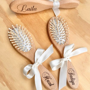 Engraved Personalised Wooden Hairbrush | Girls Engraved Hairbrush | Personalized Baby Gift