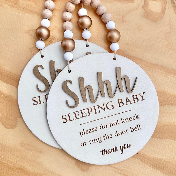 Sleeping Baby Sign | Do Not Disturb Doorbell Sign | Don't Ring Doorbell | Front Door Sign | Do Not Knock Sign | Baby Gift