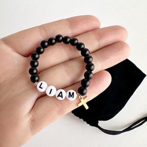 18k Gold Cross Boys Bracelet | Baby Bracelet | Personalized Baby Jewelry | Baptism Gift | Boys Gift | Christening Gift