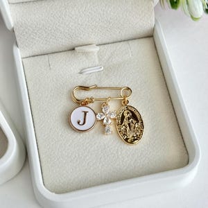18K Gold Protection Baby Pin | Catholic Baby Gift | Keepsake for Baptism Girl Brooch  | Baptism Gift | Baby Shower Gift | Christening Gift