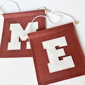 Personalized Initial Felt Banner | Felt Banner with Custom Lettering - Personalized Flag Decor for Baby Nurseries and Kids Rooms