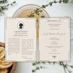 Muslim Bridgerton Brunch Invitation, Bridal Shower, Hijab, Hijabi, Lady Whistledown, Society Papers, Arab, Islam, Birthday, Baby Shower