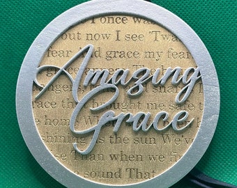 Amazing Grace Christmas Ornament With Lyrics DIGITAL FILE SVG